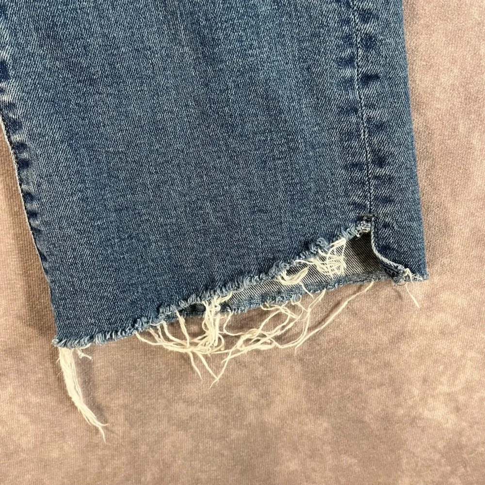 Pistola High Rise Straight Leg Jeans Womens 27 Medium Wash Blue Raw Hem Distress